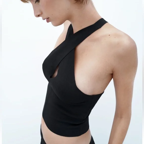 Zara Tops Zara Wrap Knit Halter Top Poshmark